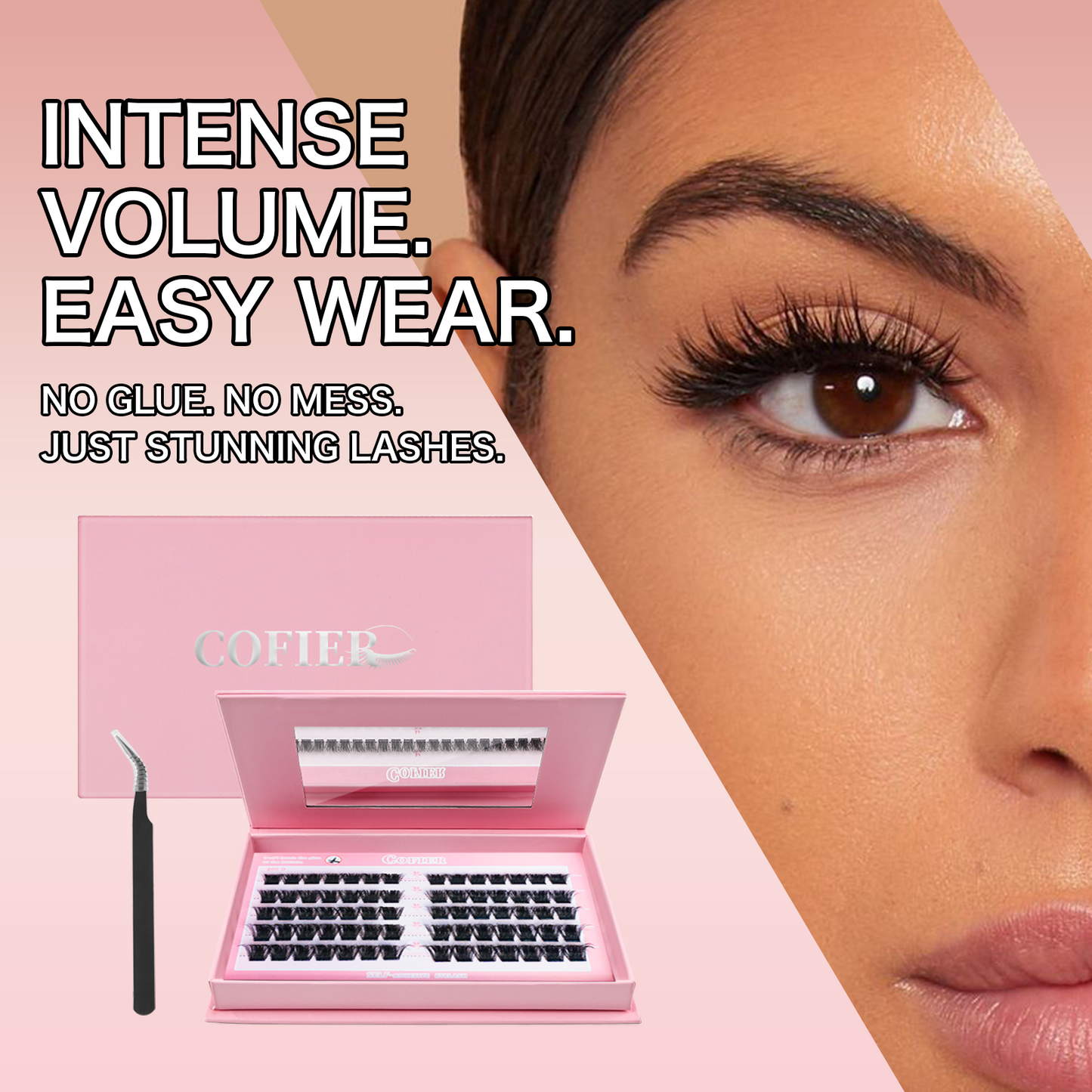 Cofier 200D Volume Lash Clusters 12-20mm C Curl – No Glue DIY Lash Kit