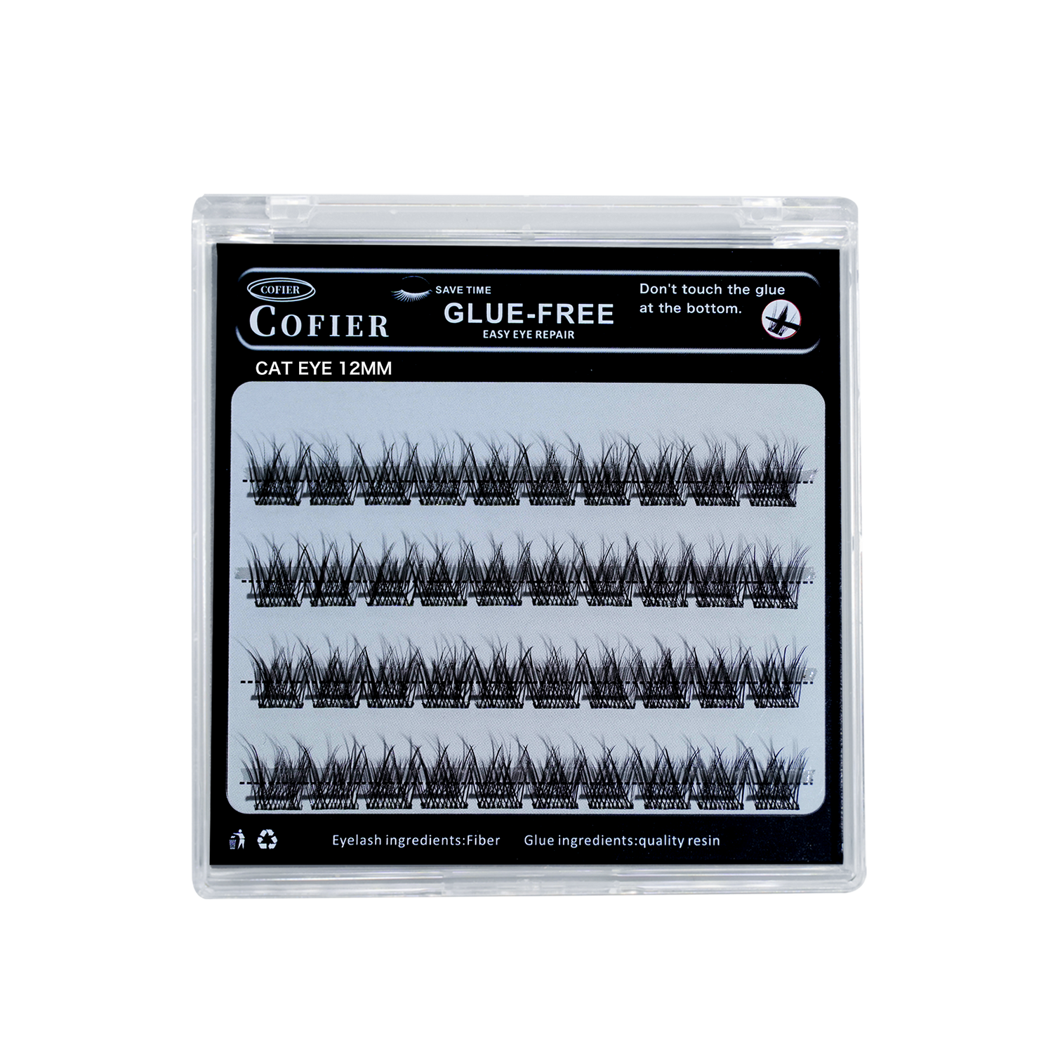 Cofier 免膠睫毛簇 40 片 按壓式自黏睫毛 長度統一 10/12/14mm 輕鬆打造自然妝容 適合新手