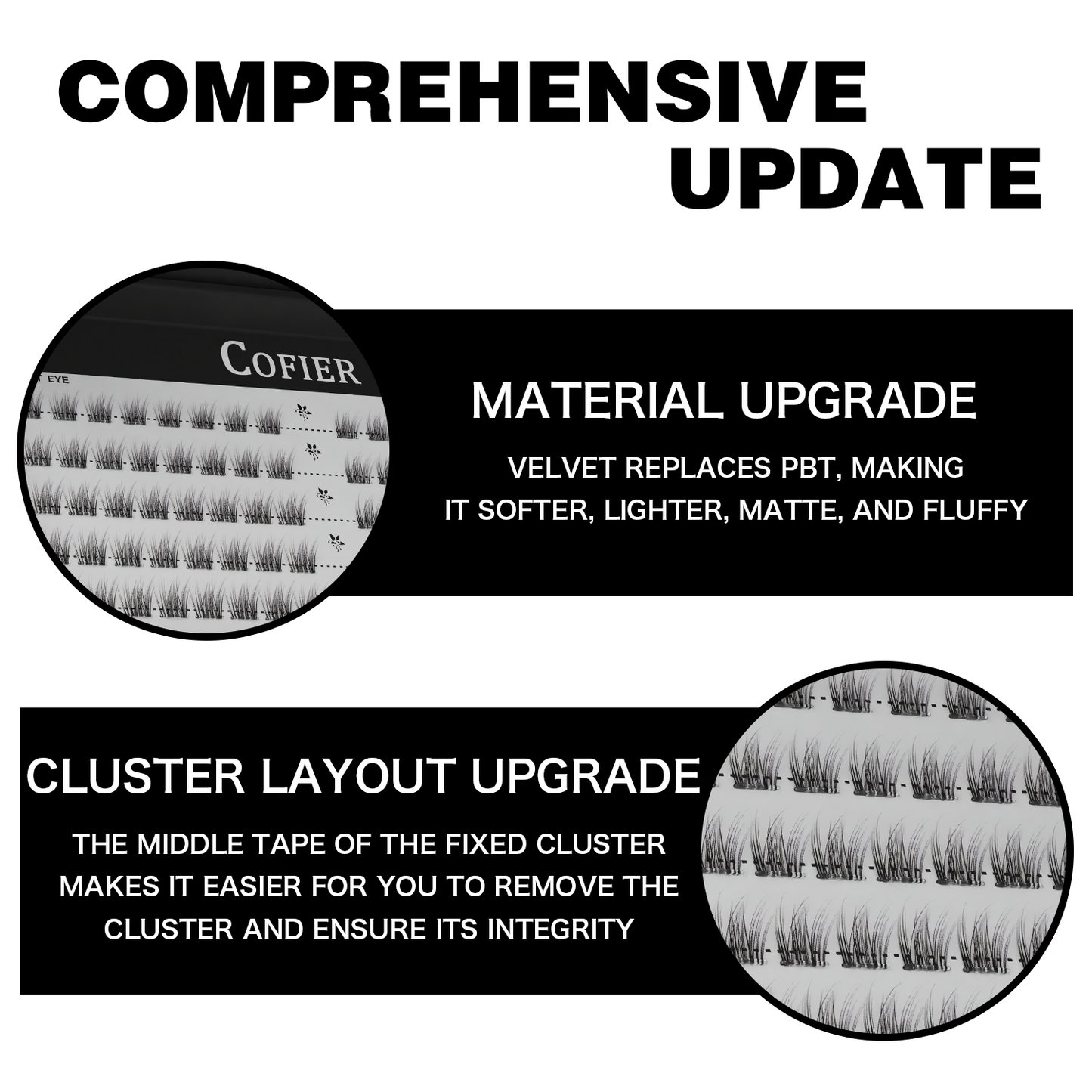 Cofier Short Cat Eye Lash Clusters 8-14mm C Curl – No Glue DIY Lashes