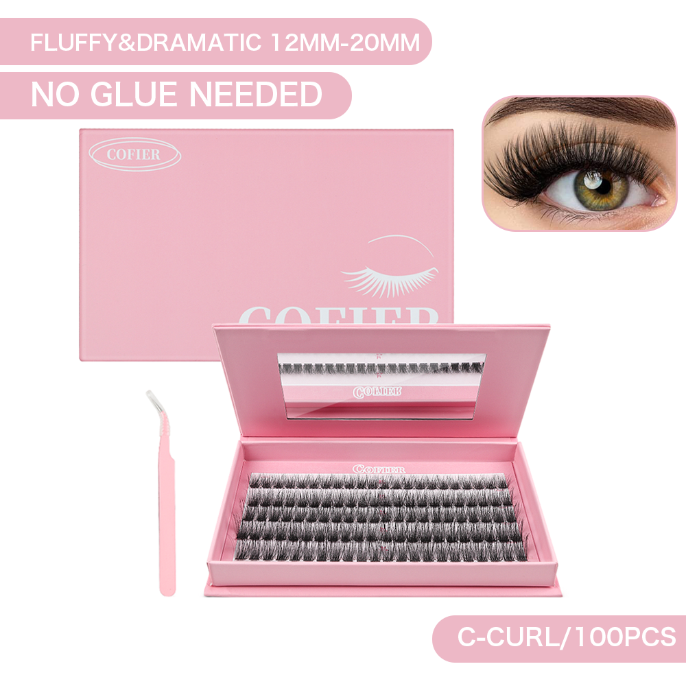Cofier Fluffy Volume Lash Clusters 12-20mm C Curl – No Glue DIY Lashes