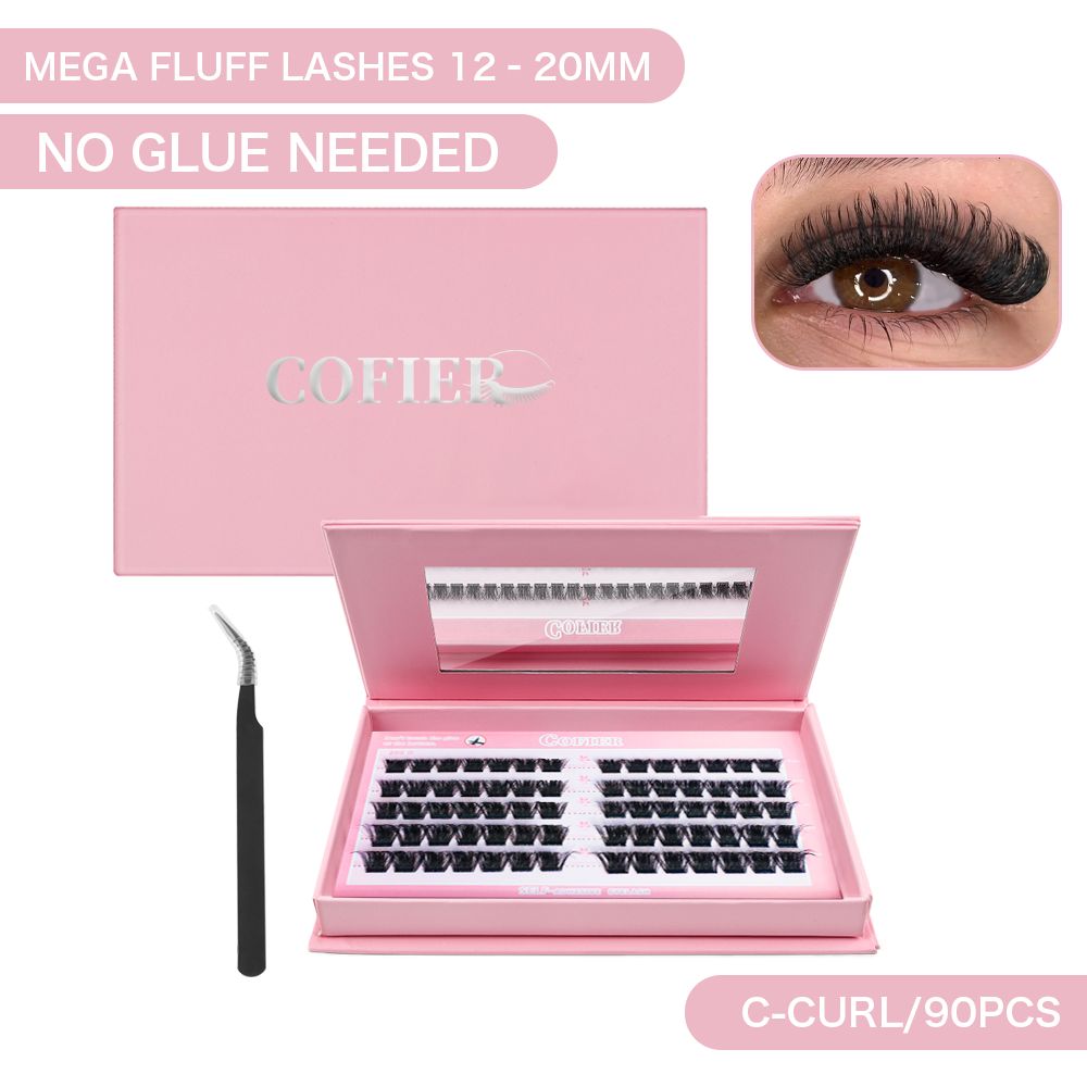 Cofier 200D Volume Lash Clusters 12-20mm C Curl – No Glue DIY Lash Kit